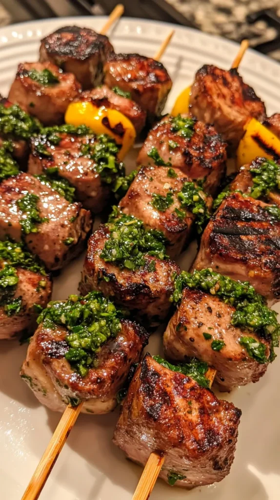 Grilled Surf and Turf Skewers with Chimichurri: A Delectable Fusion of Land and Sea 4 Surf and Turf Skewers with Chimichurri
